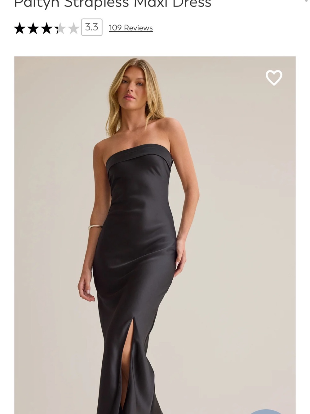 Altar'd State Black Strapless Satin Maxi Gown with Front Slit